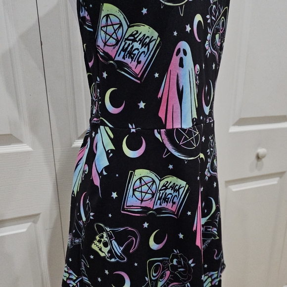 Dolls Kill Too Fast OMG! Ghosts Skater Mini Punk Goth witchy Black Magic Dress S - Picture 4 of 11